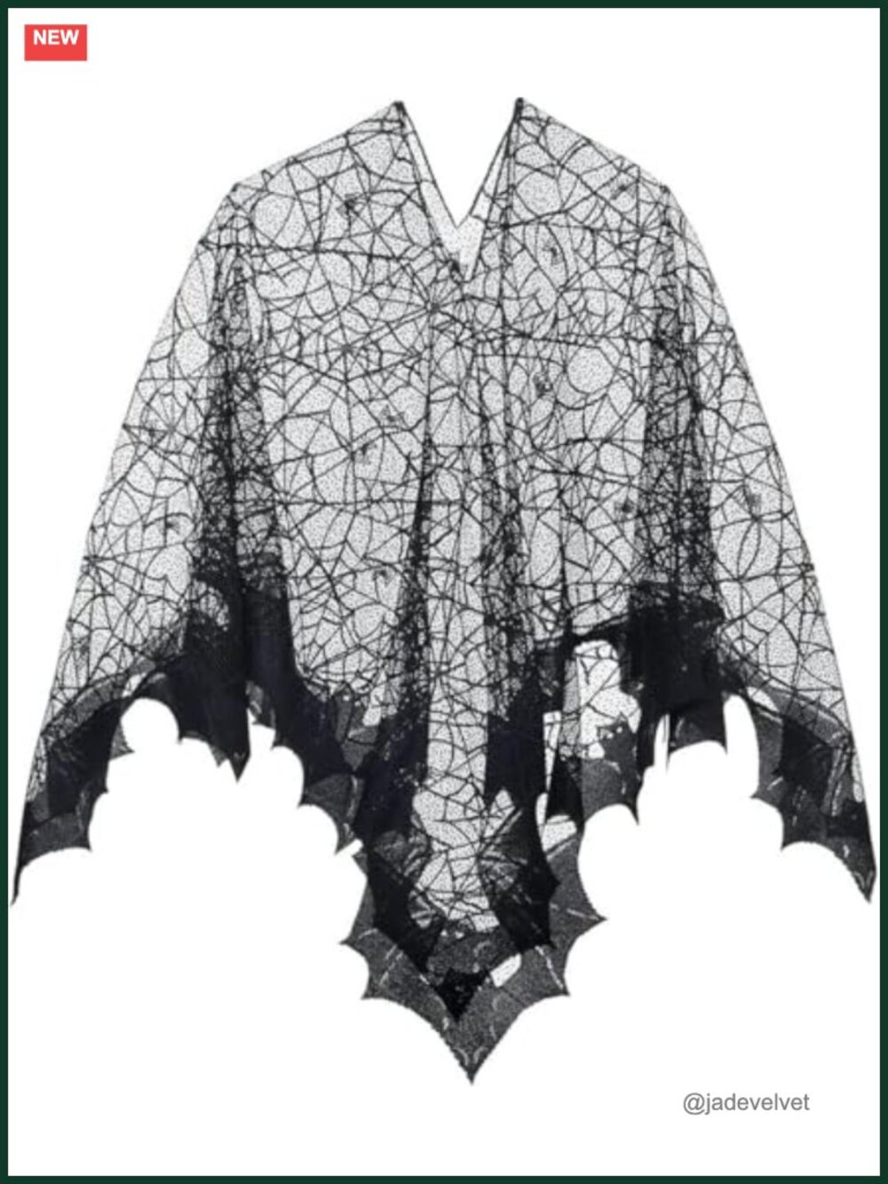 Halloween Witch Cape Spider Web Poncho Women Lace Bat Costume Enchanted